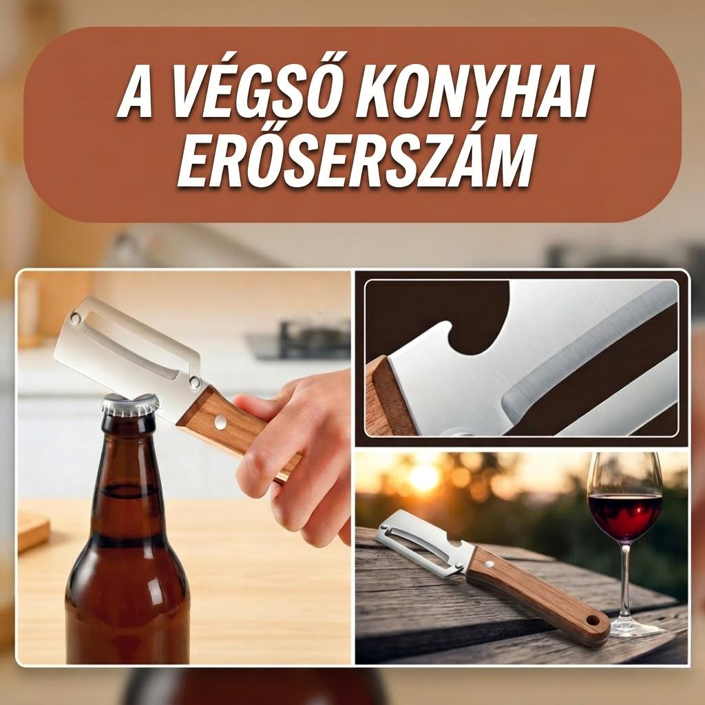 (Anyák napi akció 💖) 2 az 1-ben rozsdamentes acél zöldséghámozó fa nyéllel és üvegnyitóval